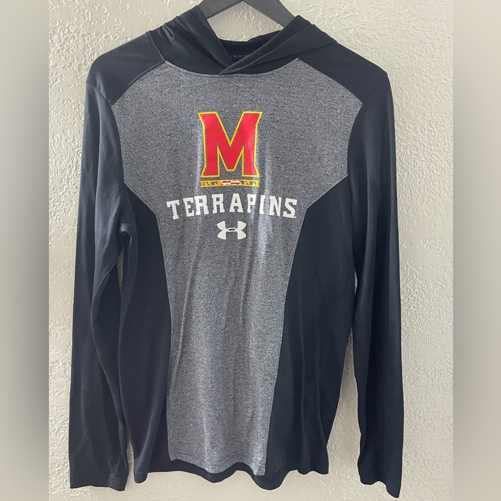Under Armour Men’s Black Maryland Terrapins Hoodie Long Sleeve Shirt Small